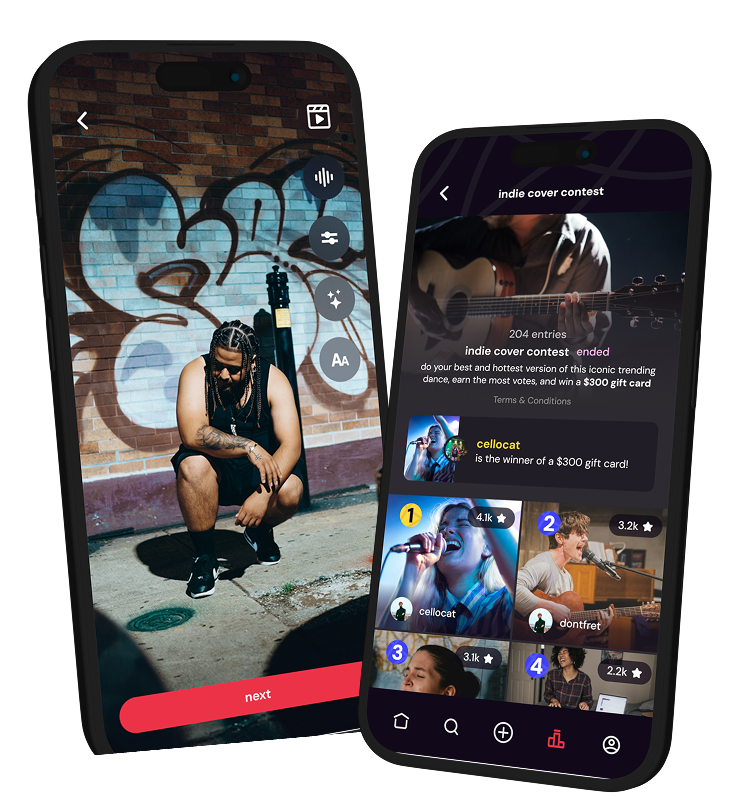 Two iPhones displaying screenshots of the TopThis app.